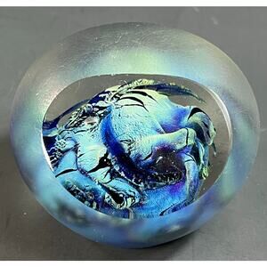 1989 Mark Wells Art Glass Paperweight Vintage